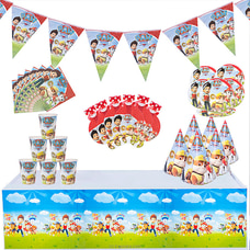 7 In 1 Paw Petrol Birthday Decorations  With Birthday Flags, 6 Hats, Plates , Napkins, Blow Outs Whistles And Table Cloth AJ0500 Buy party Online for specialGifts
