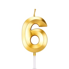 Number 6 Smokeless Candle For  Birthday,  Anniversary,  Cake Topper ( 5cm) - Gold Buy candles Online for specialGifts