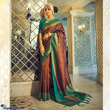 Softy Silk with Chaap Saree blue mixed green at Kapruka Online
