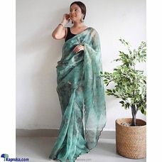 Pure Organza Silk Saree Green at Kapruka Online