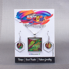 VyVarna Stainless steel earring and pendant set with cotton cord Buy Ramadan Online for specialGifts