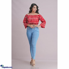 Rayon Batik Zig Zag Crop Top-Red Buy INNOVATION REVAMPED Online for specialGifts