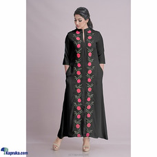 Twill Rayon Floral Embroidery Dress-Black Buy INNOVATION REVAMPED Online for specialGifts