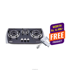 SANFORD Extra Hard Tempered Glass 3 Burner Pantry Top Gas Hob (SF 5404GC) with Free Sanford Hand Mixer (SF1340HM) Buy Sanford|Browns Online for specialGifts