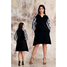 Slab Linen Dress with Batik Sleeves black Buy INNOVATION REVAMPED Online for specialGifts