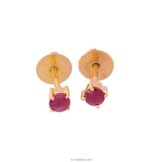 Vogue 18K Gold Ear Stud Set With 2 Red Sapphires Stone - Vogue Jewellers ANNIVERSARY at Kapruka Online