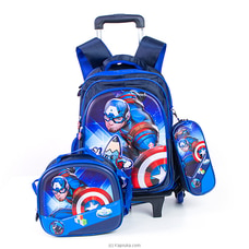 Captain America 3 In 1 Trolley Bag, 2 Way School Bag, Captain America Back Pack With Lunch Bag And Pencil Case Buy childrens Online for specialGifts