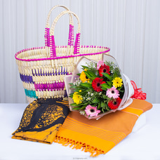 TONS OF LOVE GIFT PACK FOR HER-Saree-Wewal Bag-Batik Kaftan-Flower Bouquet-Mother`s day Gift Buy new year Online for specialGifts
