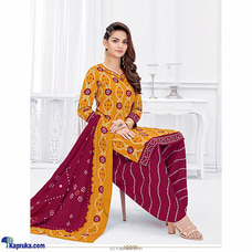 UNSTITCHED MATERIAL BANDHANI COTTON PRINT Straight cut Shalwar-002 Buy Qit Online for specialGifts
