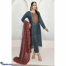 3Piece Un-Stitched Fancy Polly Embroidered Chiffon Straight cut shalwars-04 Buy Qit Online for specialGifts