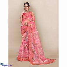 Organza floral printed saree with beautiful rich border-03 Buy AMARE Online for specialGifts