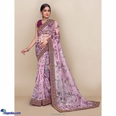 Organza floral printed saree with beautiful rich border-06 Buy AMARE Online for specialGifts