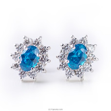 Block Ear Stud In 925 Sterling Silver Studded With Blue Cubic Ziconia Stones Buy Fashion | Handbags | Shoes | Wallets and More at Kapruka Online for specialGifts