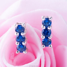 Block Ear Stud in 925 Sterling Silver studded with synthetic blue stones Buy Get Sri Lankan Goods Online for specialGifts