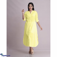 Soft Cotton Stripe Dress with Side Frill-Yellow Buy INNOVATION REVAMPED Online for specialGifts