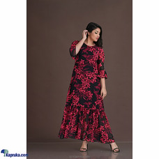 Red Midnight Crepe Georgette Frill Dress Buy INNOVATION REVAMPED Online for specialGifts