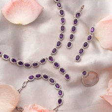 Chamathka Thousand Doller Kiss S925 Sterling Silver Necklace Set In Amethyst ANNIVERSARY,VALENTINE at Kapruka Online