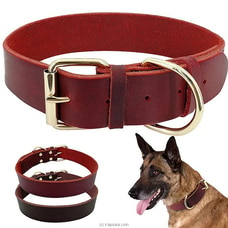 Adjustable Thick Natural Leather Dog Neck Collar Clip Clasp Hard Necklace Pet Puppy Dogs Collars Safety Belt Strap Accessory Metal Release Buckle at Kapruka Online