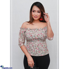 WAIST SMOKED OFF THE SHOULDER TOP BEAIGE-LHI03597 Buy LADY HOLTON Online for specialGifts