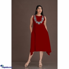 Linen Sleeveless Dress with Embroidery Necklace-003 Buy INNOVATION REVAMPED Online for specialGifts