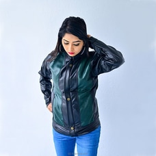 Unisex Riding Leather Jacket Black and Green - Slim fit Buy Automobile Online for specialGifts