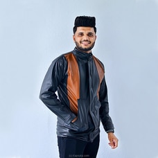Unisex Riding Leather Jacket Black and Brown - Slim fit Buy Automobile Online for specialGifts