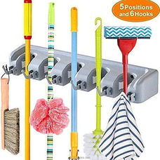 Plastic Multipurpose Wall Mounted Organizer Storage Hooks Mop and Broom Hanger - 5 Slot Buy Household Gift Items Online for specialGifts
