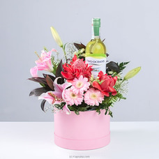 BLUSHING BEAUTY -Flowers & Wine Gift Buy Order Liquor Online For Delivery in Sri Lanka Online for specialGifts
