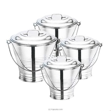 4pcs Stainless Steel Mudi Bucket Set With Lid Pieces Silver Bucket With Lid Buy Household Gift Items Online for specialGifts