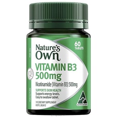 Nature`s Own Vitamin B3 500mg With Vitamin B For Energy + Skin Health - 60 Tablets Buy Nature`s Own Online for specialGifts