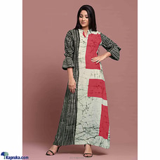 Rayon Stripes - Red Batik Mixed Dress at Kapruka Online