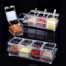 Crystal Seasoning Acrylic Box Pepper Salt Spice Rack Plastic 4 Box with Spoons Buy Household Gift Items Online for specialGifts