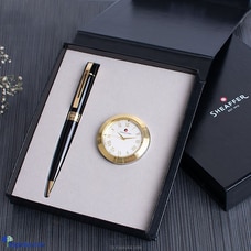 Sheaffer Ballpoint Pen with Gold Chrome Table Clock  - WP19754 Buy Gift Sets Online for specialGifts