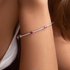 Chamathka  `Always Glam` Sterling Silver Ruby Bangle Buy Chamathka Online for specialGifts