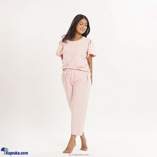 Gathered Short Sleeve T Shirt With 3/4 Pant PJ Set-001 Buy Miika Online for specialGifts