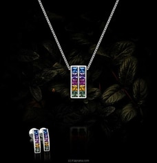 Tash Gem And Jewellery Princess Rainbow Sapphires Jewelry Pure Silver Set TS-KA9 - Tash Gem And Jewelry - Tash Gem And Jewellery at Kapruka Online