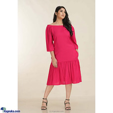 Slab Linen Off-Shoulder Magenta Dress Buy INNOVATION REVAMPED Online for specialGifts