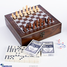 4 In 1 Wooden Chess Set - Cards, Dice And Domino Board Game With Folding Carry Case - Travel chessboard - Perfect travel companion for children and ad  Online for specialGifts