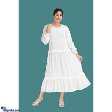 Cotton Silk White Tiered Frill Dress Buy INNOVATION REVAMPED Online for specialGifts