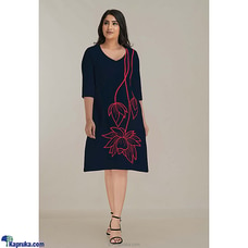 Black linen embroidery lotus short Dress Buy INNOVATION REVAMPED Online for specialGifts