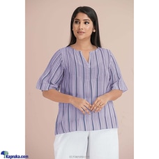 Purple Soft Cotton Stripes Pintuck Top Buy INNOVATION REVAMPED Online for specialGifts