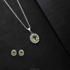 TASH GEM AND JEWELLERY OVAL CLUSTER PERIDOT SILVER NECKLACE TS-KA21 Buy Tash gem and jewelry Online for specialGifts