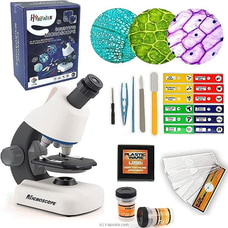 STEM Microscope For Kids-Up To 40-1200x Zoom Blank And Prepared Slides Built-in LED Light Science Microscope(MDG) at Kapruka Online