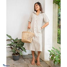 Lara Button Down Midi Dress -Sand Buy JOEY CLOTHING Online for specialGifts