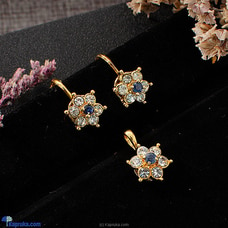 STONE N STRING BLUE SAPPHIRE PENDANT AND EARRINGS - P0008 AND D3277 Buy Stone N String Online for specialGifts
