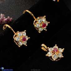 STONE N STRING RUBY PENDANT AND EARRINGS - P0009 AND D1277 Buy Stone N String Online for specialGifts