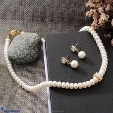 STONE N STRING FRESH WATER PEARL  CUBIC ZIRCONIA NECKLACE SET - E04334 AND D4275 Buy Stone N String Online for specialGifts