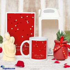 Romantic Radiance - Scented Candle with Cactus plant , Mug and greeting Card Combo  Offer Buy combo gift pack Online for specialGifts