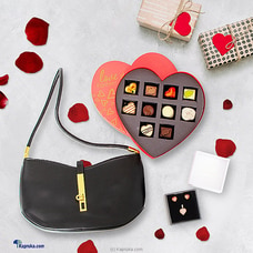 Falling In Love Handbag with chocolate and Stone N String Jewelry Combo Offer Buy Best Sellers Online for specialGifts