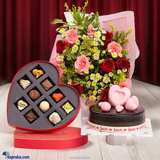 Love`s Sweet Harmony Gift Bundle- Flower, Cake with Chocolate Assortment Buy Best Sellers Online for specialGifts